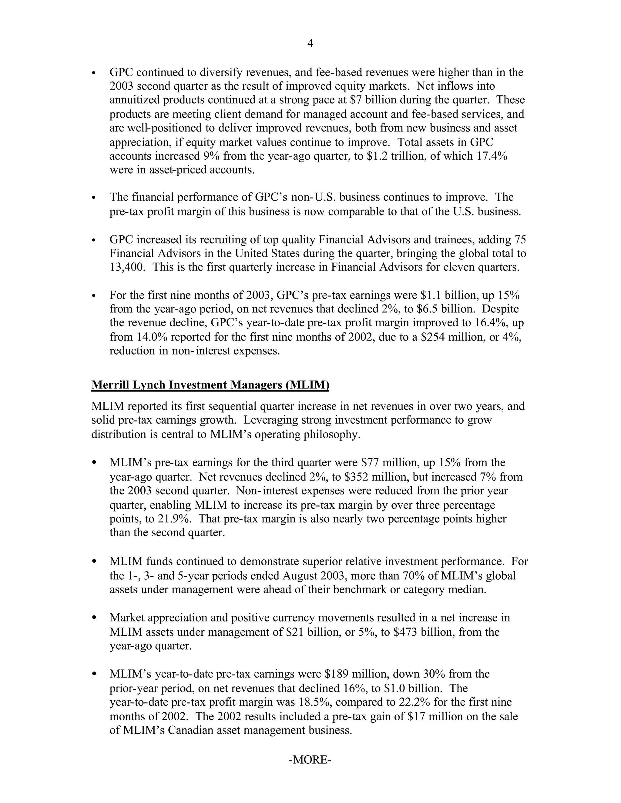 Merrill lynchHistorical Earnings Announcements 2003 3rd
