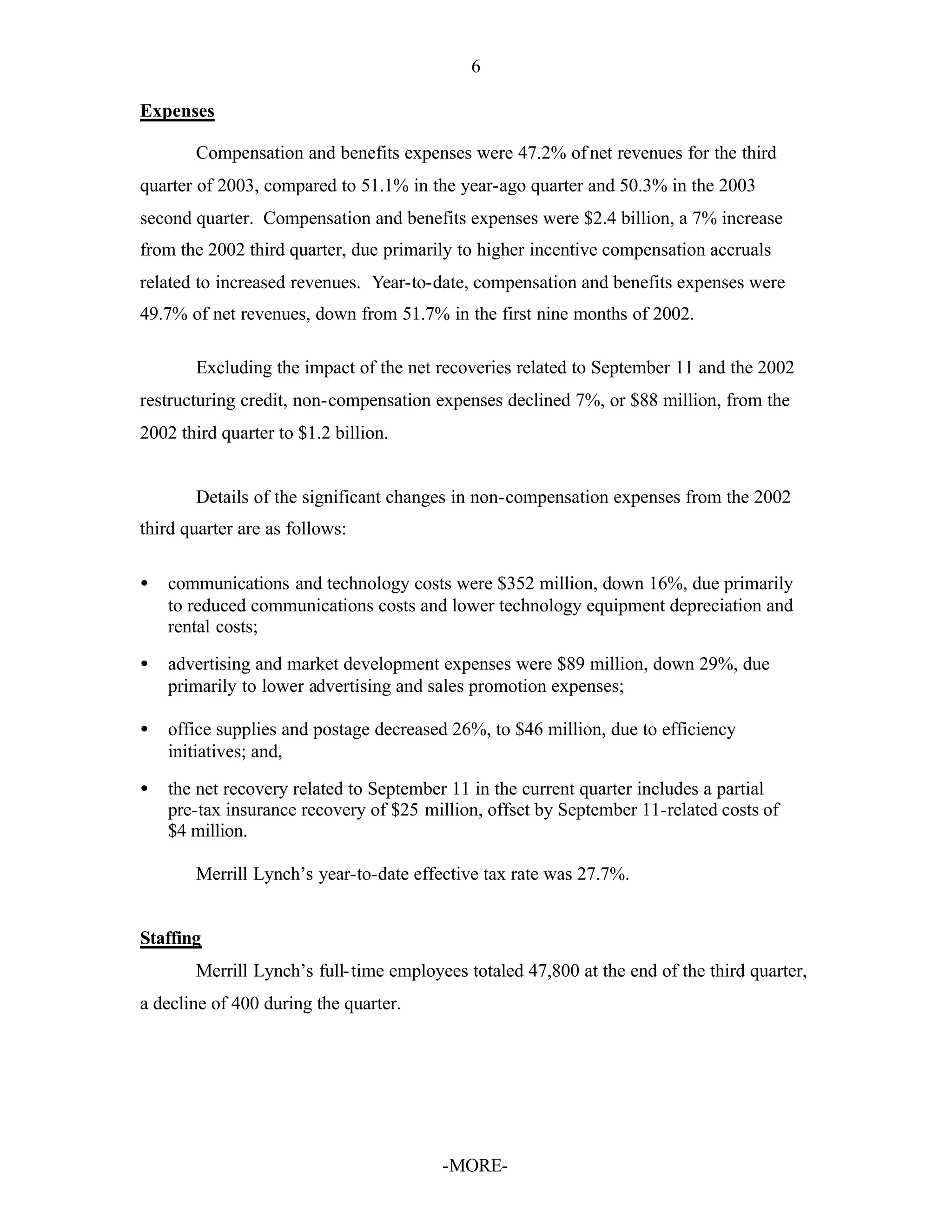 Merrill lynchHistorical Earnings Announcements 2003 3rd