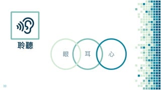 33
聆聽
耳眼 心
 