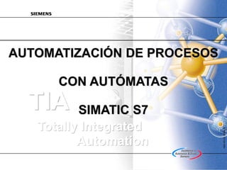 A&DASV5,05/99N°1
Totally Integrated
Automation
TIA
AUTOMATIZACIÓN DE PROCESOS
CON AUTÓMATAS
SIMATIC S7
 
