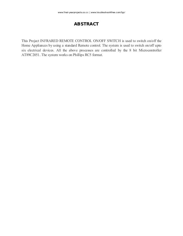 Remote controlled home appliances project report Remote controlled home appliances project report