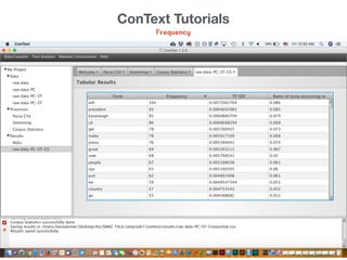 Frequency
ConText Tutorials
 