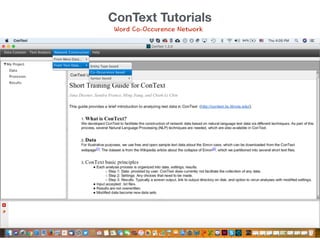 Word Co-Occurence Network
ConText Tutorials
 