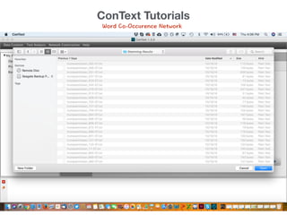 Word Co-Occurence Network
ConText Tutorials
 