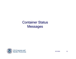 Container Status
  Messages




                   6/21/2009   52
 