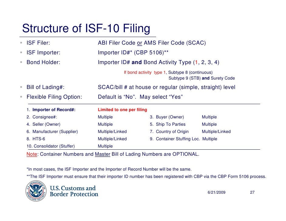 10 2 customs presentation isf 10 2 form