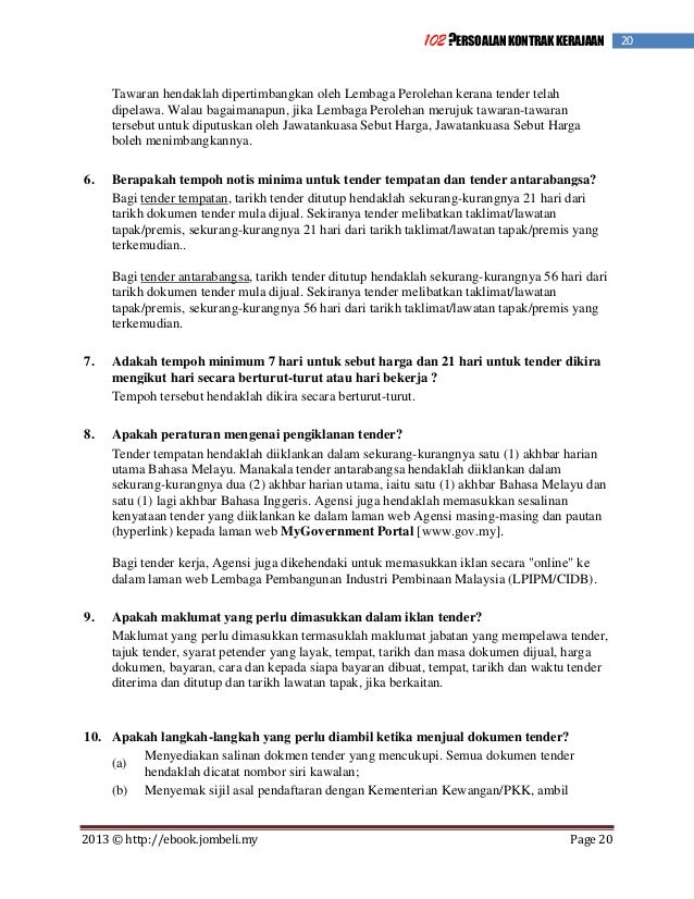 102 Persoalan Kontrak Kerajaan