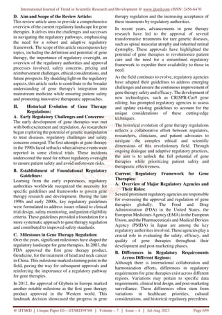 Regulatory Landscape for Gene Therapies Current Status and Future ...