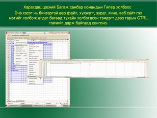 самбаруудыг гаргаж ирнэ. Томьёоны самбар -  Хүснэгтэнд томьёоны самбарыг 