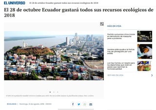CONSUMO ACELERADO DE RECURSOS ECOLÓGICOS EN ECUADOR 