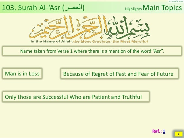 Al Quran Chapter 103 Surah Al Asr The Time