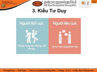 Wrought Iron – Wall Paper – Glass & Aluminum Rolling Door – Ceiling – E & C – Coffee, Bar & Restaurant
10
3. Kiểu Tư Duy
 