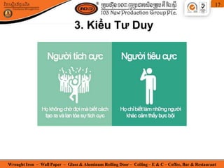 Wrought Iron – Wall Paper – Glass & Aluminum Rolling Door – Ceiling – E & C – Coffee, Bar & Restaurant
17
3. Kiểu Tư Duy
 