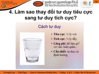 Wrought Iron – Wall Paper – Glass & Aluminum Rolling Door – Ceiling – E & C – Coffee, Bar & Restaurant
20
4. Làm sao thay đổi tư duy tiêu cực
sang tư duy tích cực?
 