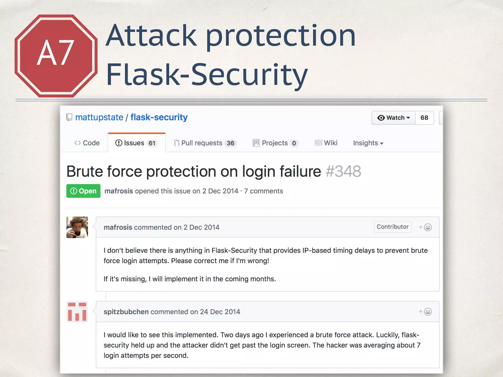 A7
Attack protection
Flask-Security
 