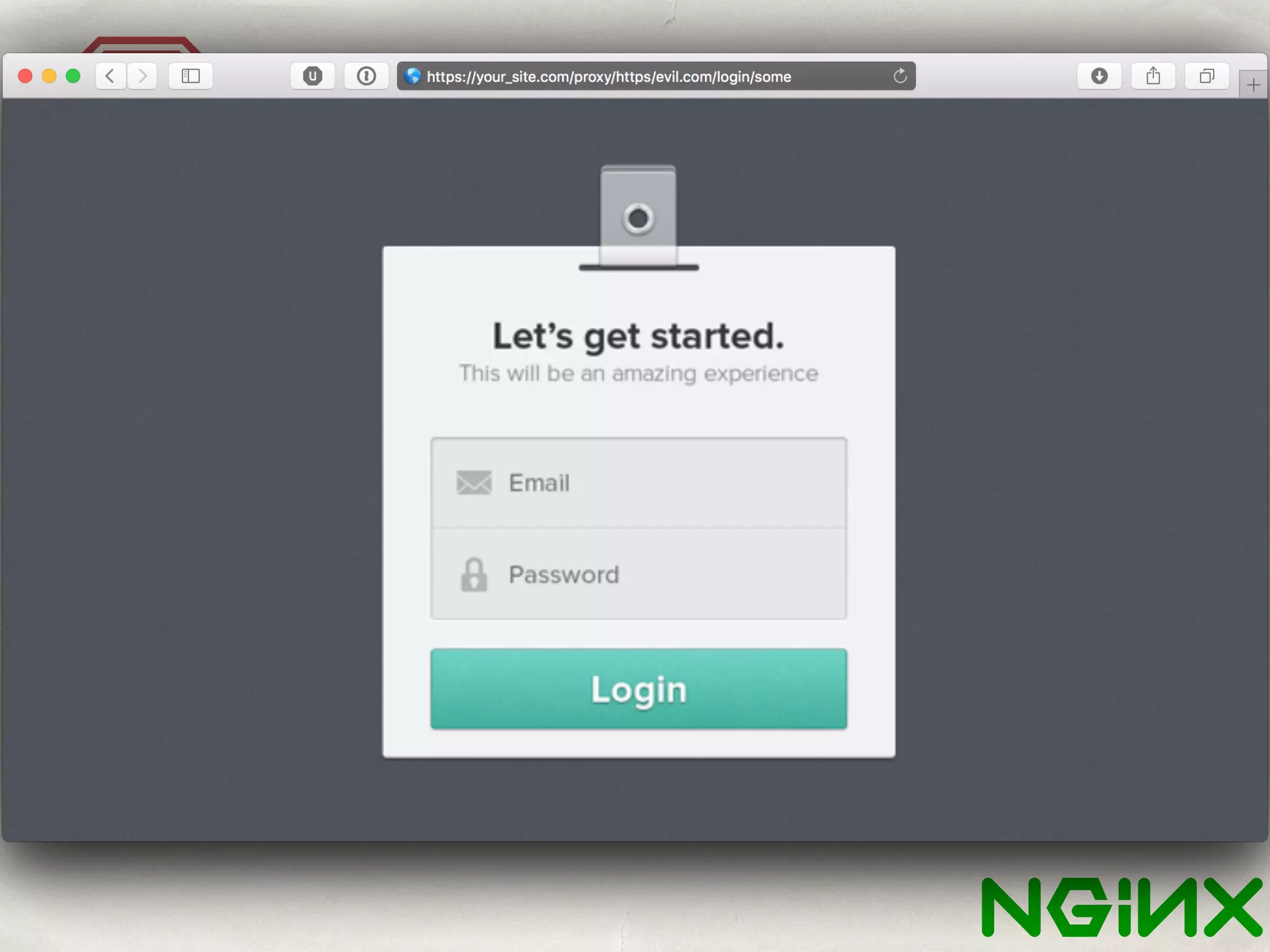 A5 Security Misconfiguration
https: //your_site.com/proxy/https/evil.com/login/some
https: //evil.com/login
rewrite ^/(.*)/some$ /$1/ last;
location ~* ^/proxy/(?<p_proto>https?)/(?<p_host>.*?)/(?<p_path>.*)$ {
internal;
proxy_pass $p_proto://$p_host/$p_path ;
proxy_set_header Host $p_host;
}
 
