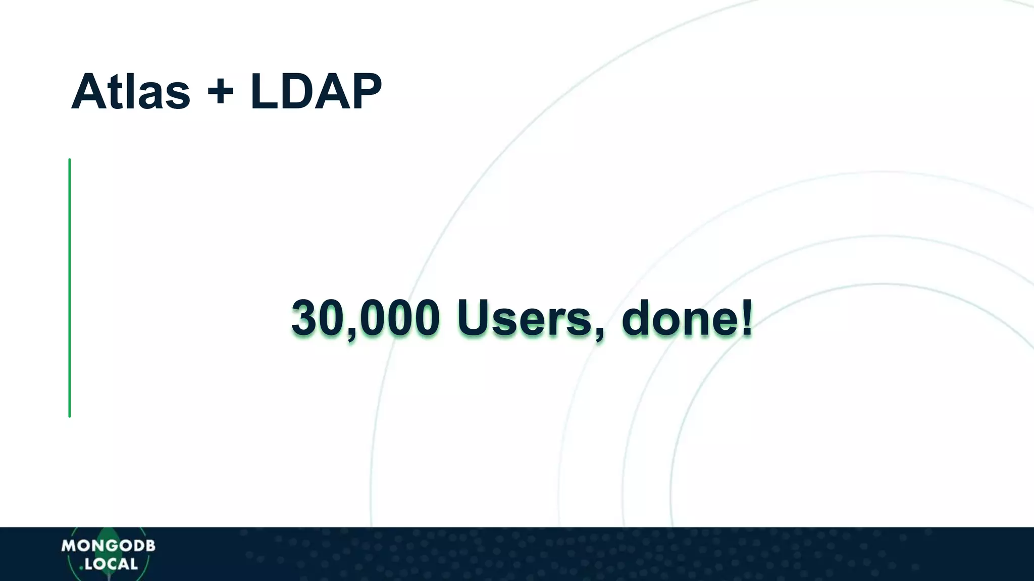 Atlas + LDAP
30,000 Users, done!
 