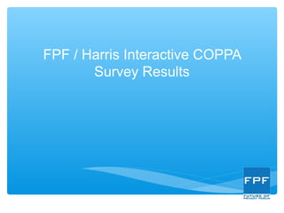 FPF / Harris Interactive COPPA
Survey Results
 