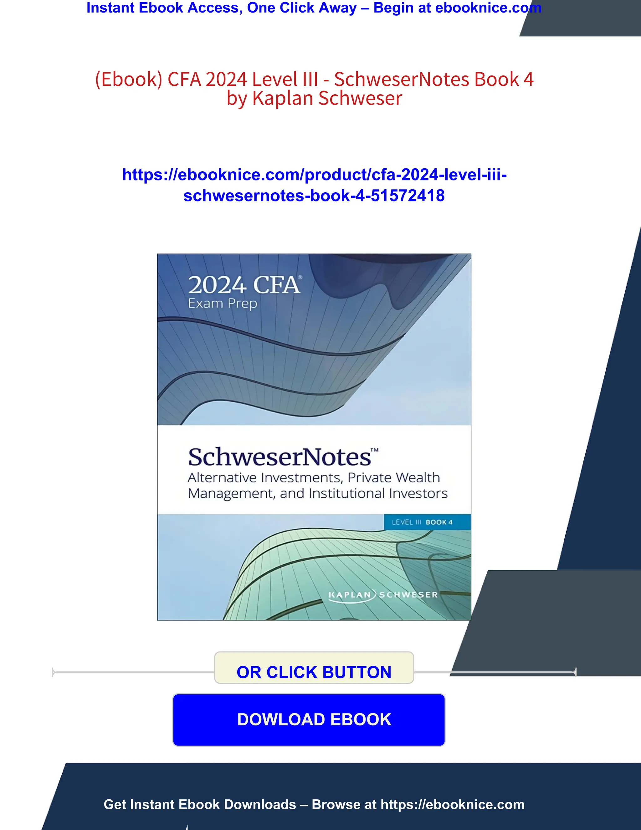 Ebook) CFA 2024 Level III - SchweserNotes Book 4 by Kaplan