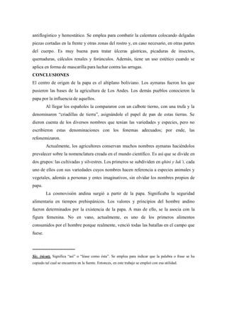 LOS AYMARAS Y LA PAPA: CLASIFICACIÓN, TERMINOLOGÍA Y COSMOVISIÓN | PDF