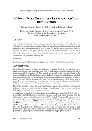 A Novel Data Dictionary Learning for Leaf Recognition | PDF