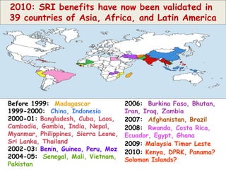 Before 1999:   Madagascar 1999-2000:   China, Indonesia 2000-01:  Bangladesh, Cuba, Laos, Cambodia, Gambia, India, Nepal, ...