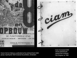 Cover of proposed CIAM
                                                                    volume presenting the
Cover of de 8 en Opbouw, a publication by the combined Dutch CIAM   results of the Functional
groups, reporting the 1935 Functional City exhibition, Amsterdam    City Congress, ca. 1938
 