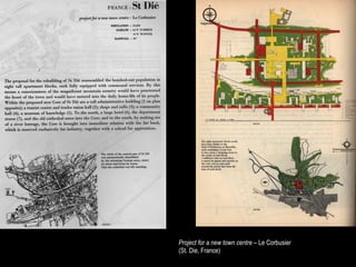 Project for a new town centre – Le Corbusier
(St. Die, France)
 