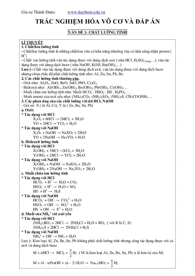 Trắc Nghiệm Hoa Vo Cơ Va đap An