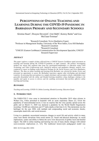 Perceptions of Online Teaching and Learning During the Covid-19 ...