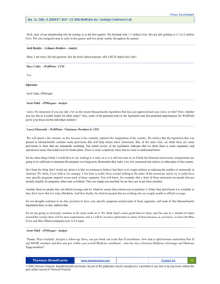 First Quarter 2006 Earnings Conference Call Transcript