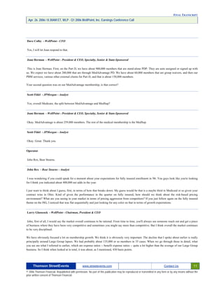 First Quarter 2006 Earnings Conference Call Transcript