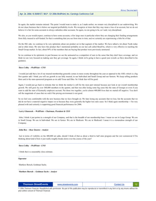 First Quarter 2006 Earnings Conference Call Transcript
