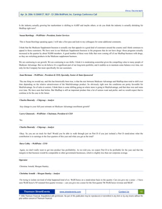 First Quarter 2006 Earnings Conference Call Transcript