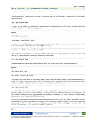 First Quarter 2006 Earnings Conference Call Transcript