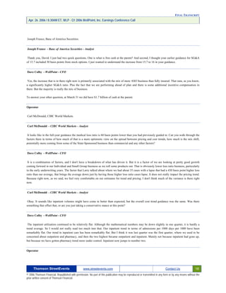 First Quarter 2006 Earnings Conference Call Transcript