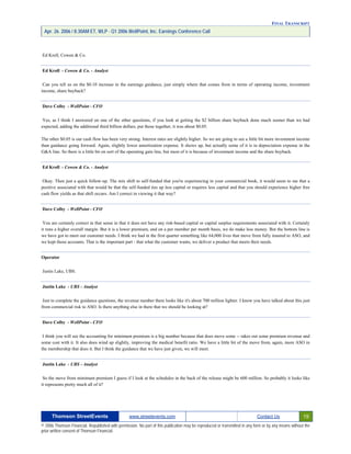 First Quarter 2006 Earnings Conference Call Transcript
