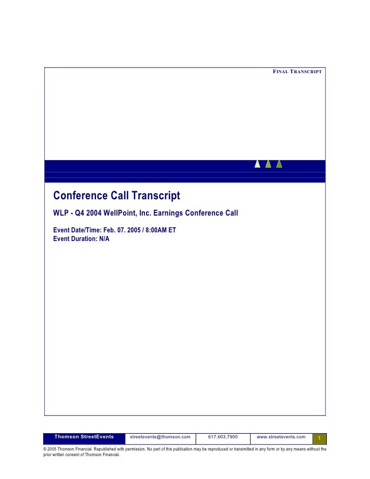 Fourth Quarter Earnings Conference Call Transcript