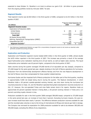 marathon oil 3rd Quarter 2008