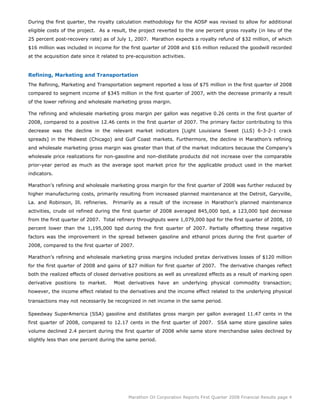 marathon oil 1st Quarter 2008