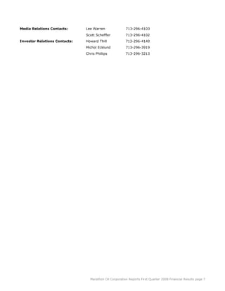 marathon oil 1st Quarter 2008