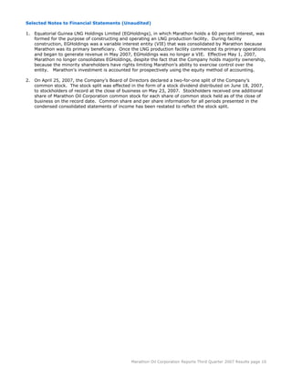 marathon oil 3rd Quarter 2007