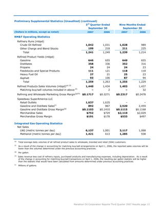 marathon oil 3rd Quarter 2007