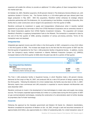 marathon oil 3rd Quarter 2007