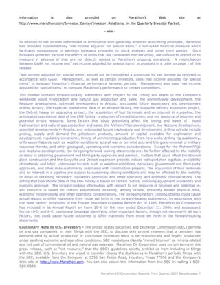 marathon oil 3rd Quarter 2007