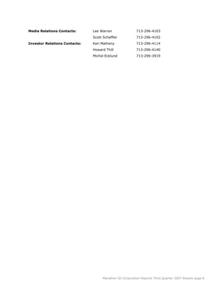 marathon oil 3rd Quarter 2007