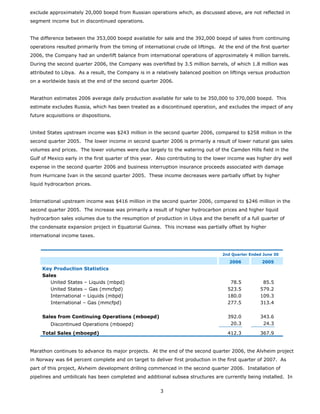 marathon oil  	  2nd Quarter 2006