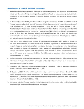 marathon oil   	  4th Quarter 2003