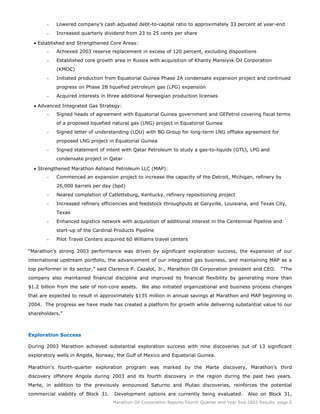 marathon oil   	  4th Quarter 2003